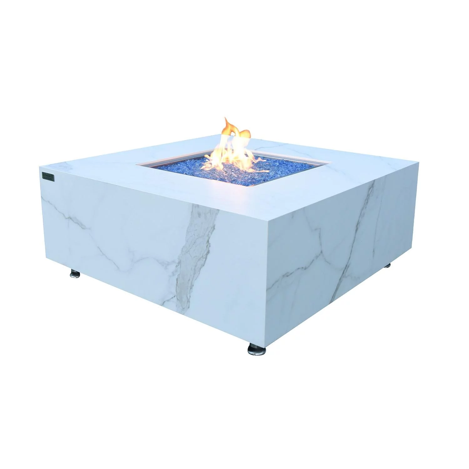 Bethbrook 39 Inch Square Concrete Natural Gas Fire Pit Table in White By Lakeview Outdoor Designs