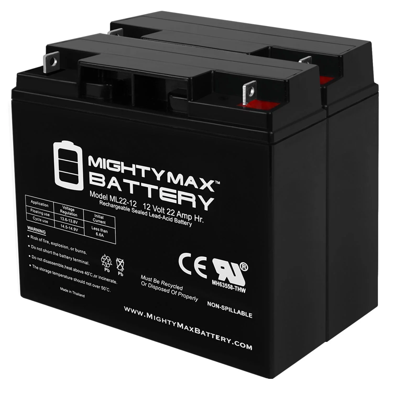 12V 22AH Battery Replaces Briggs Stratton Generator 193043GS - 2 Pack