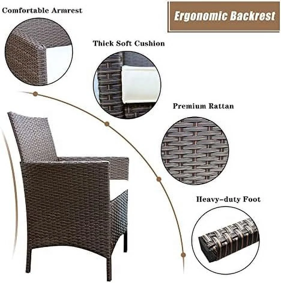 HYHBIBOOM 3 Piece Patio  Set  Wicker Patio  Sets  Patio   Outdoor Wicker Rattan   Outdoor Patio Set  All Weather Balcony  Set