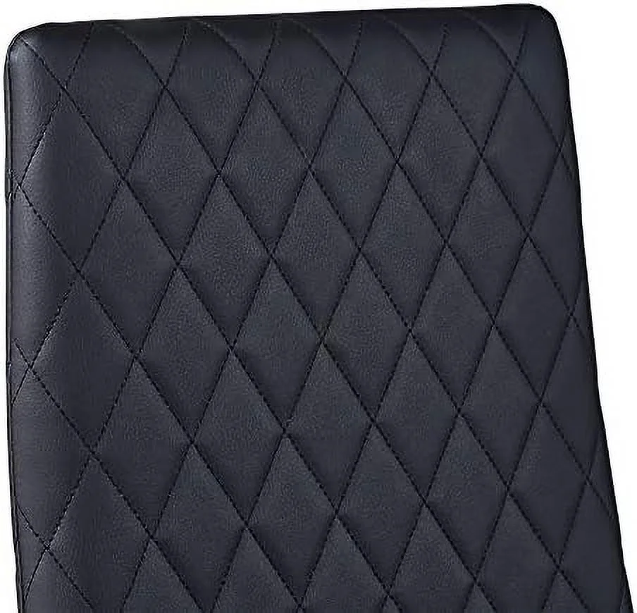 ZWNLKQG Set of 6 Leather Dining Chairs Set  with Upholstered Cushion & High Back  Powder Coated Metal Legs  Rhombus Pattern Seats  Household