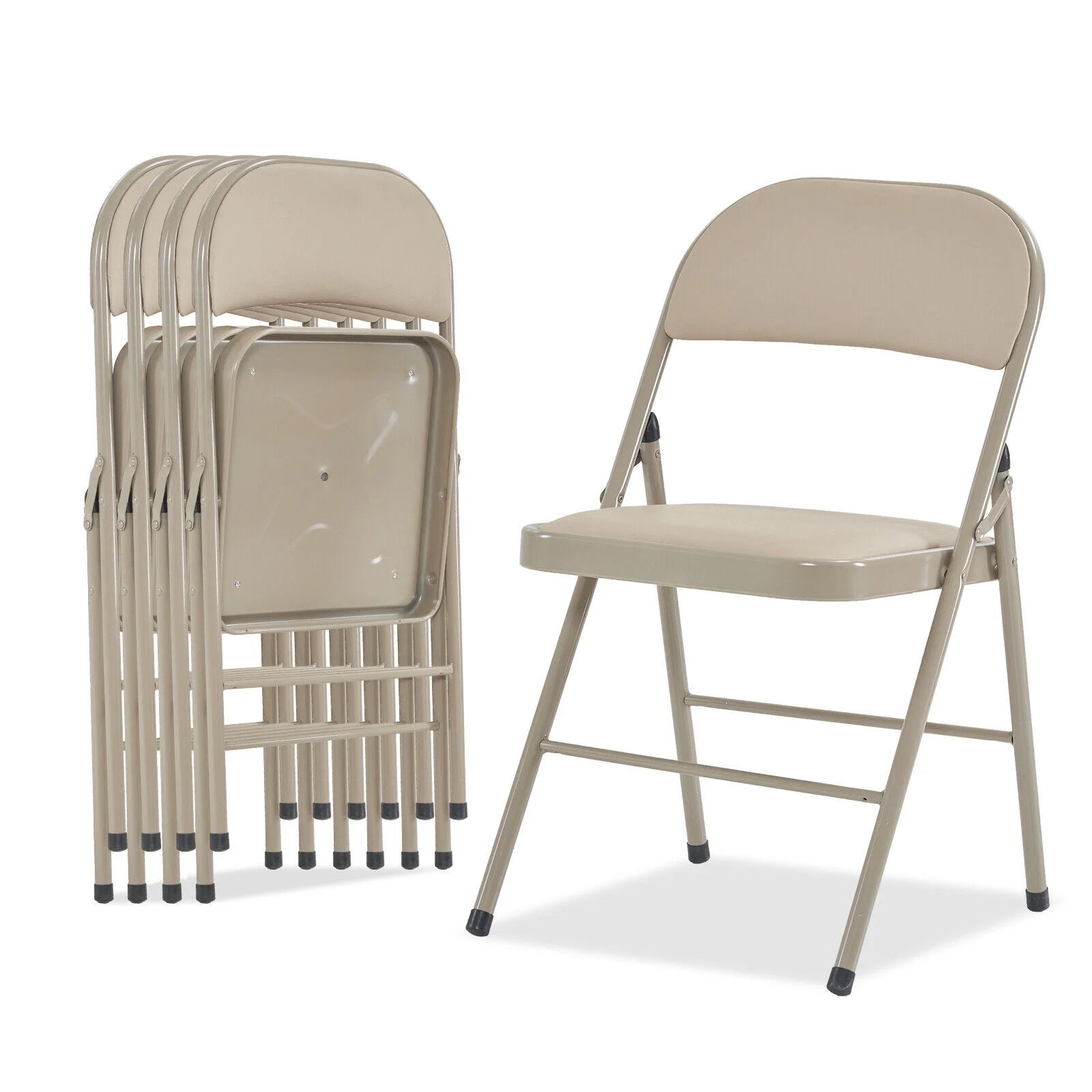 4 Pack Commercial Folding Chairs Set Steel Frame Padded Seat Heavy Duty