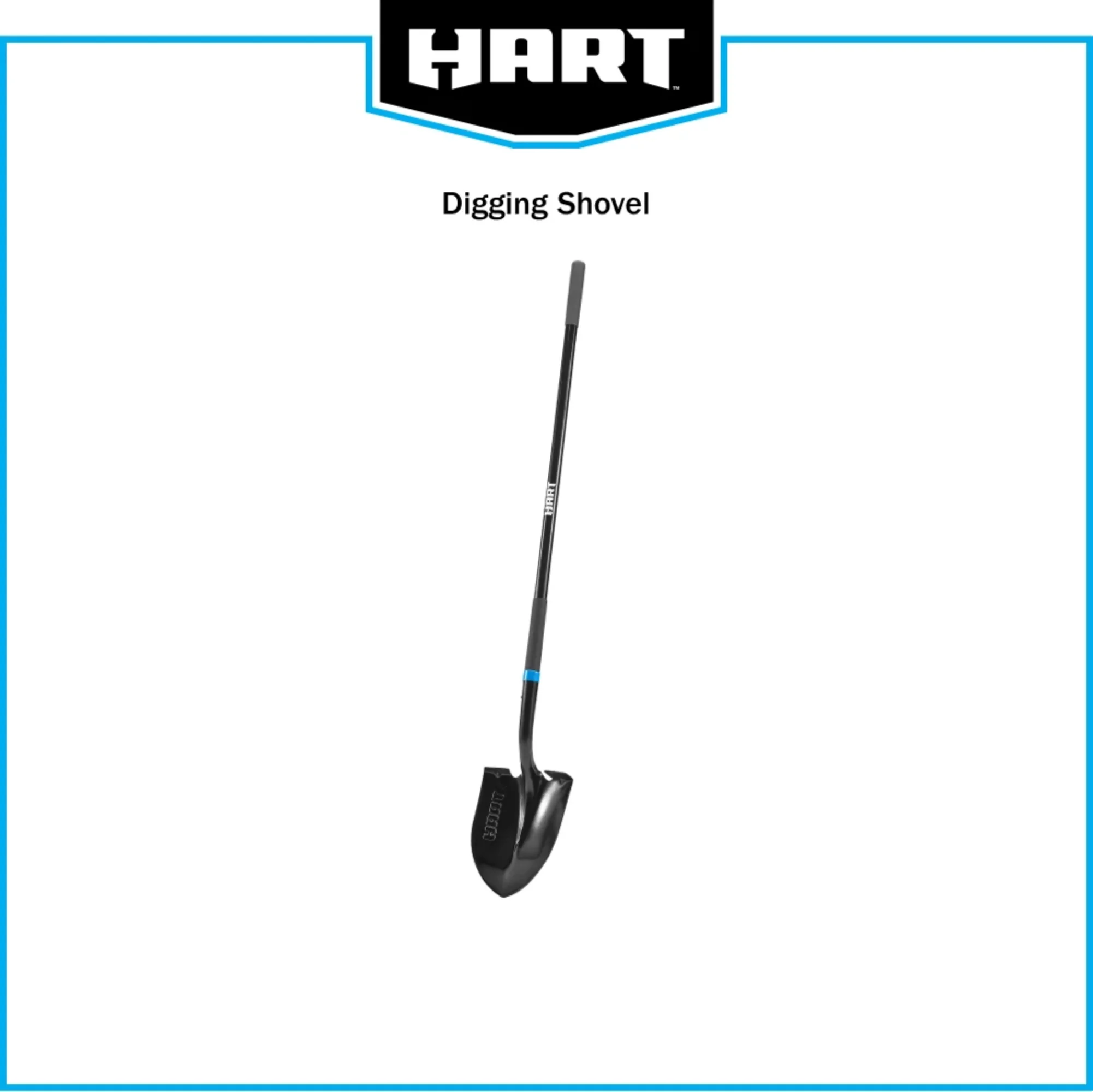 HART Heavy-Duty Steel Digging Shovel with Fiberglass Handle and Anti Slip Step Tread