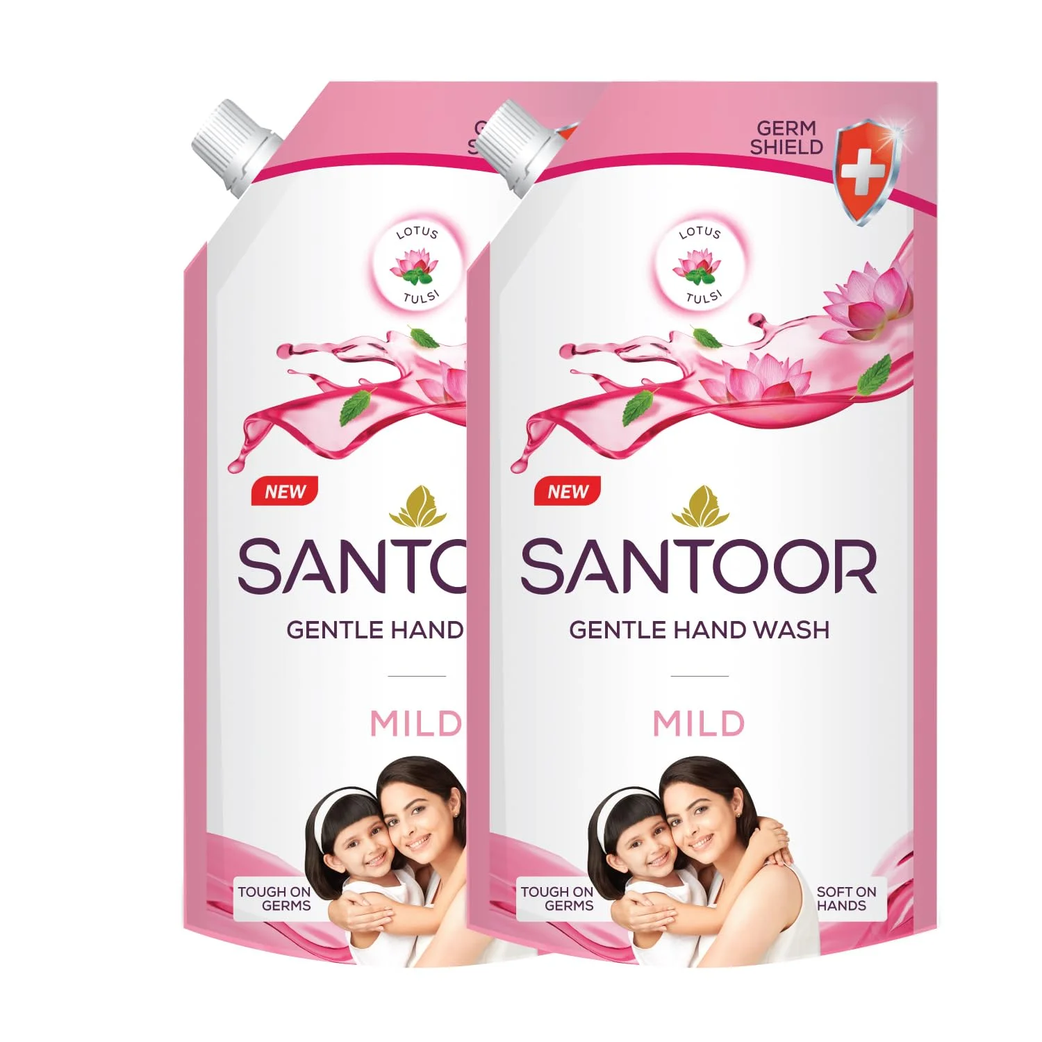 Santoor Mild Gentle Hand Wash with Goodness of Lotus & Tulsi| Soothes & Hydrates Skin (700ml, Pack of 2)