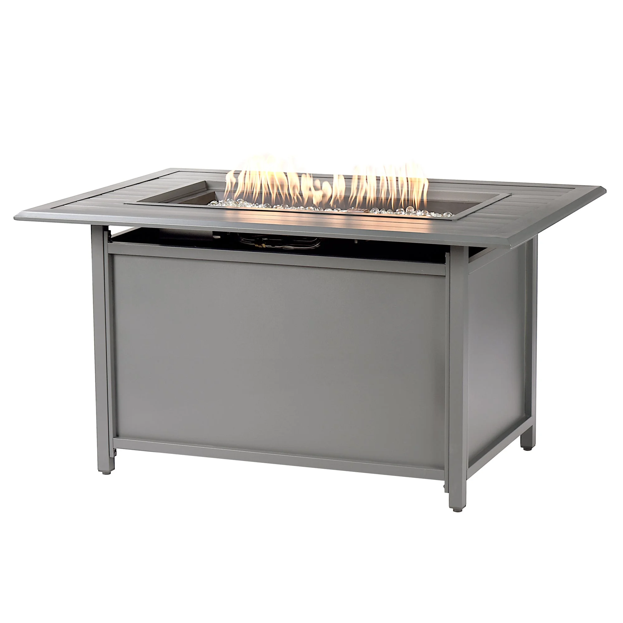 Aluminum 46-in Rectangular Propane Fire Table, Beads, Covers and Lid
