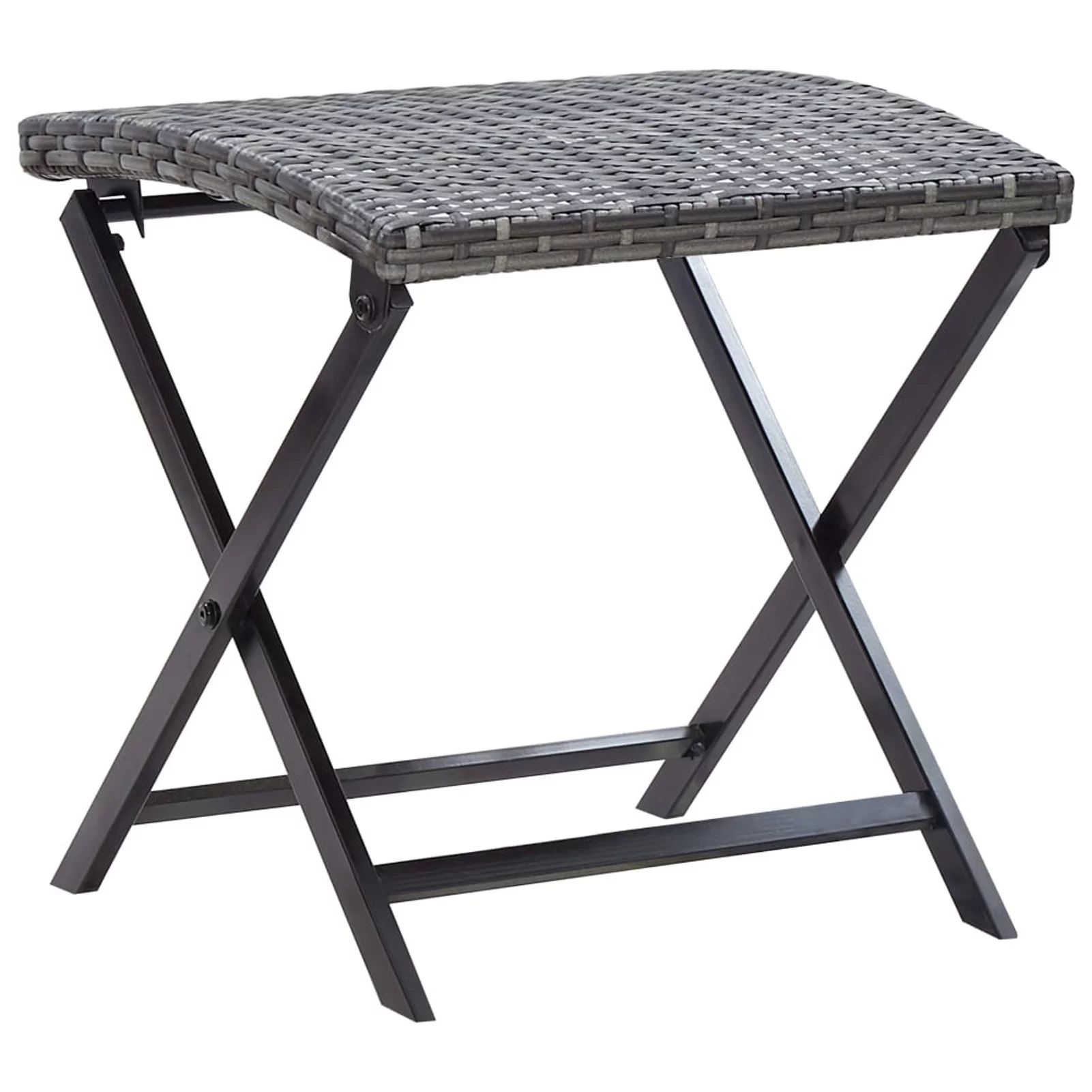 walmeck Folding Stool Poly Rattan Gray