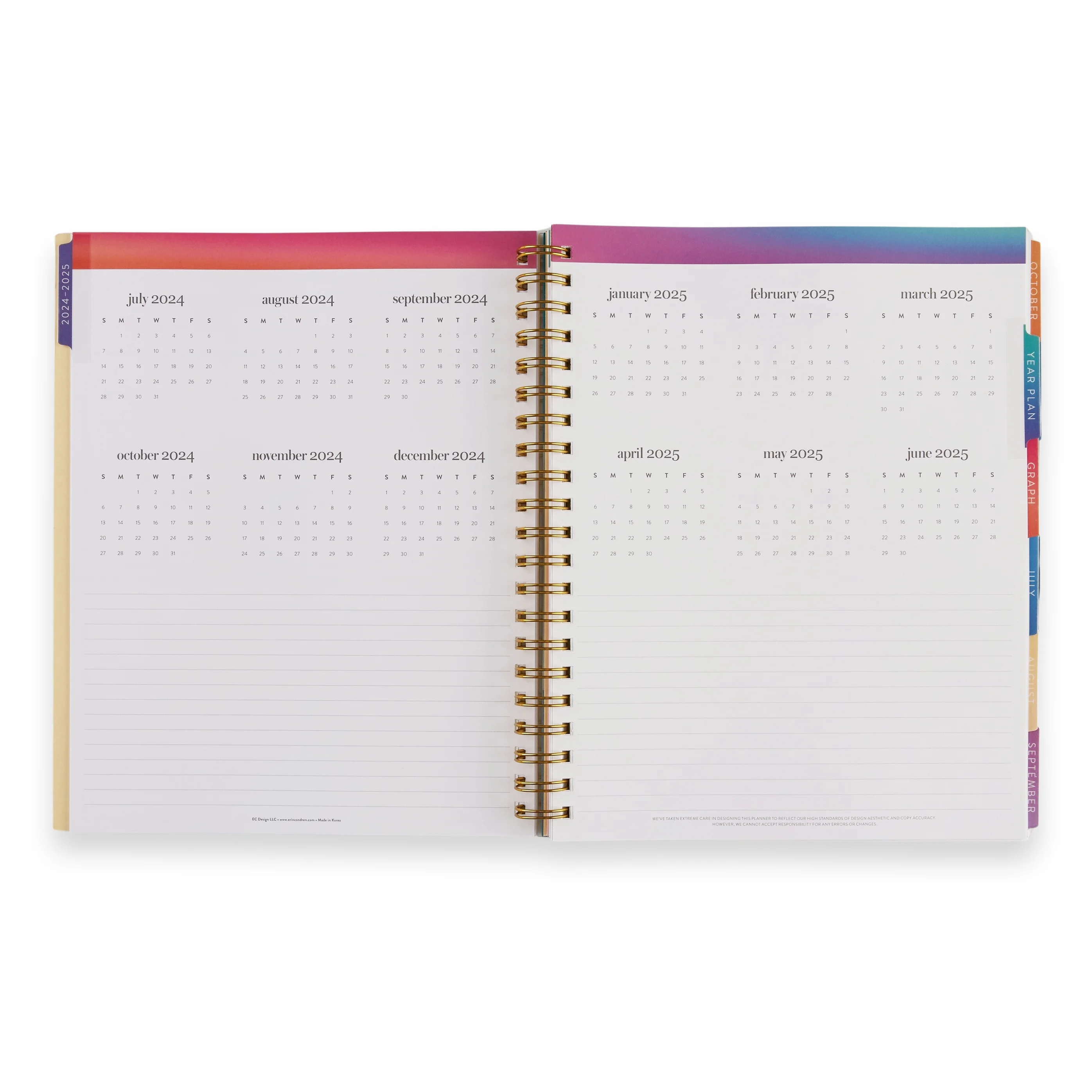 Erin Condren Inspired Collection Large Teacher Planner (July 2024 - June 2025) - School Supplies