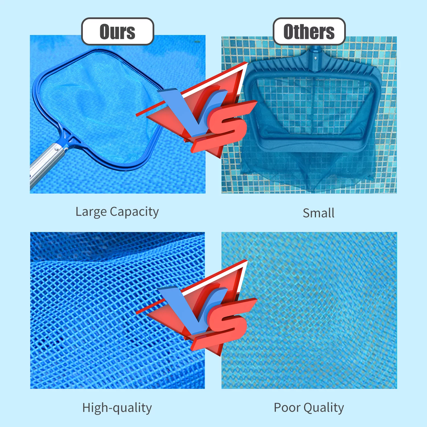 Abanopi Pool Skimmer Net with Telescopic Pole Removal Rake Swimming Pool Ponds Fast Cleaning Tool with Heavy-Duty Alumini