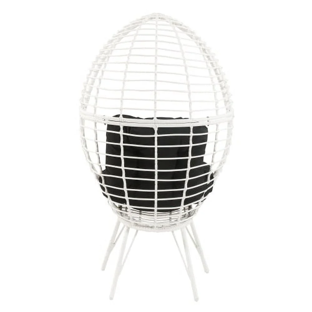 Buumin Black and White Patio Chair with Removable Cushion