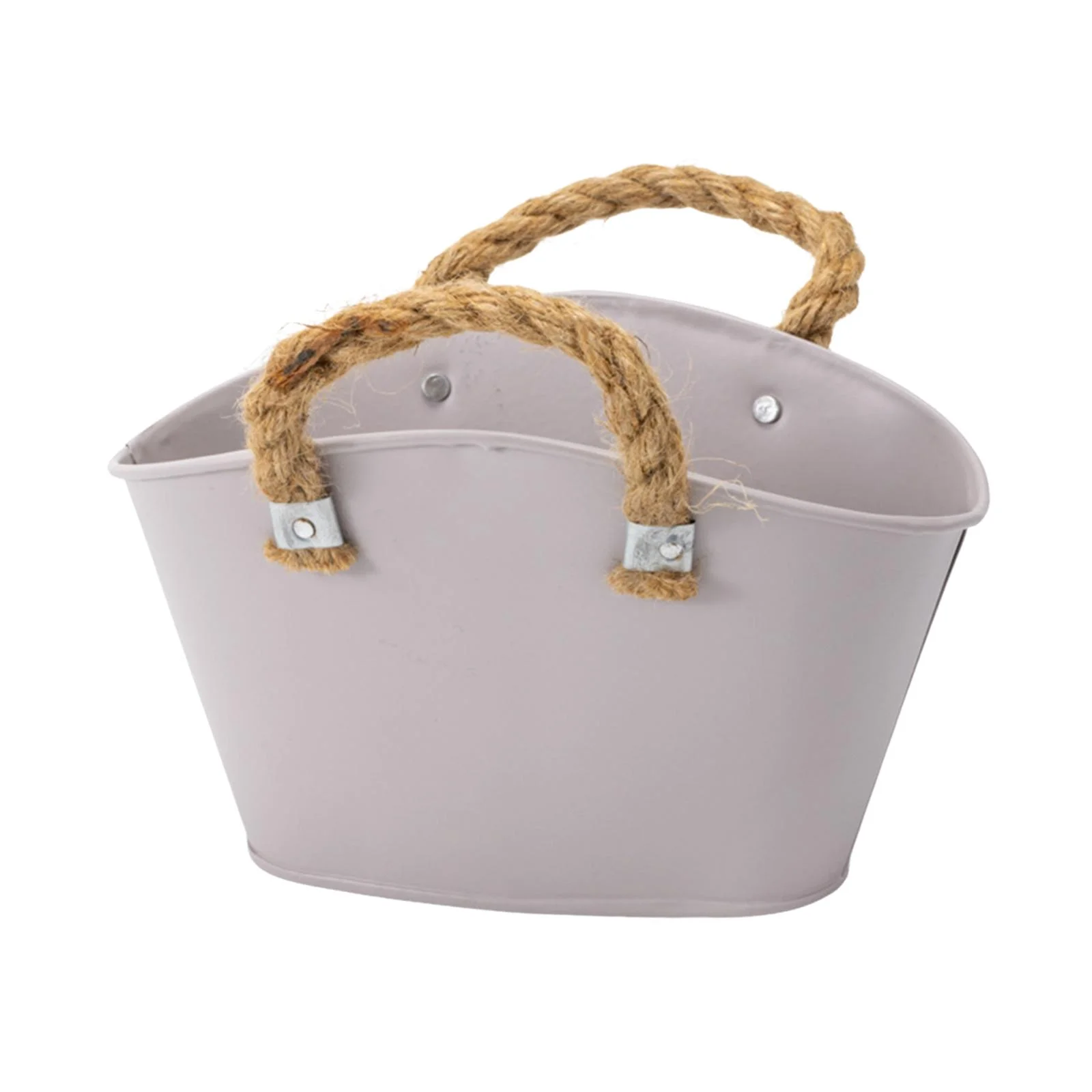 simhoa Flower Pot Planter Plant Container with Handles Iron Flower Planter Metal Bucket Desktop Storage Barrel for Balconies, Patios Gray