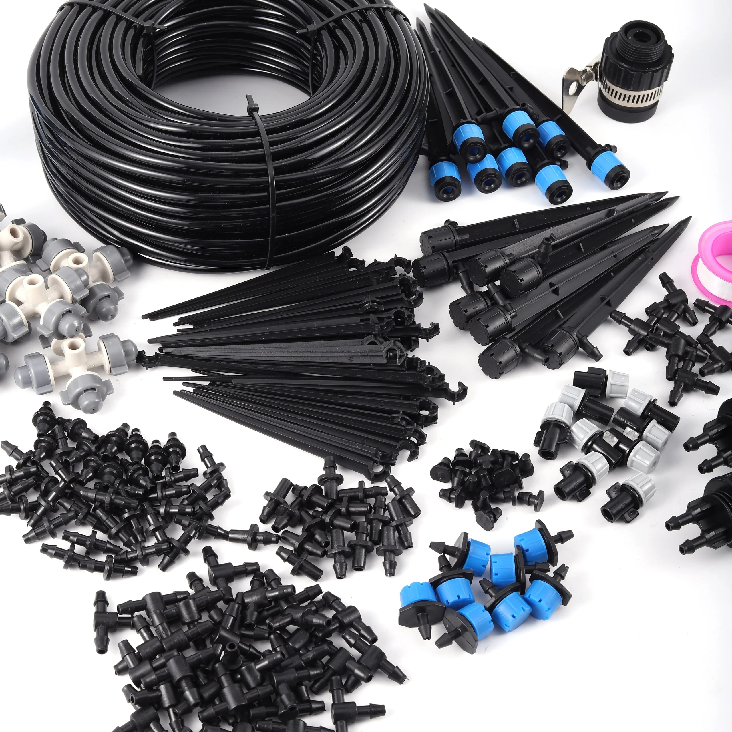 Garden Irrigation System Automatic Drip Irrigation Kit 1/4" Distribution Tubing Watering Kit Greenhouse Patio Water Equipment