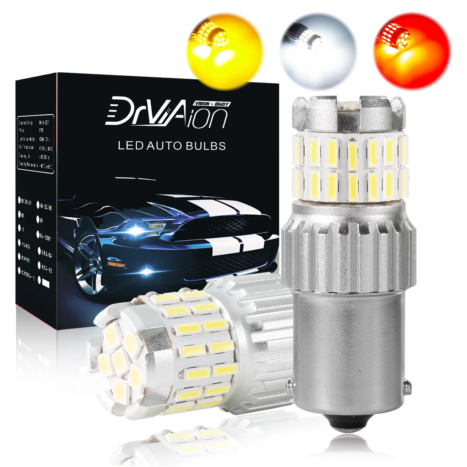 CatXQ 1156 BA15S P21W 7506 1003 1141 1459 5007 LED Bulb,300% Ultra Bright 36-SMD Car LED Buld Replacement For Backup Reverse Signal Blinker Tail Parking DRL Brake Lights- - White,Pack of 2