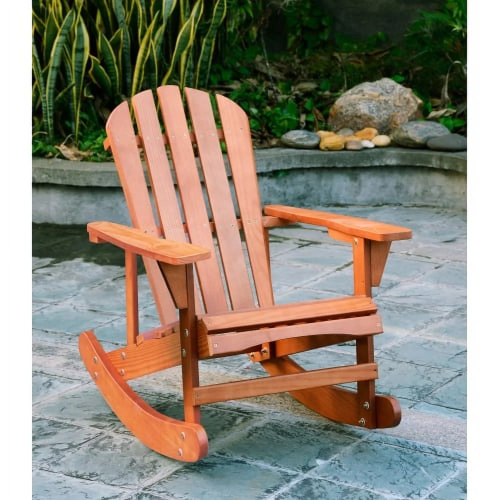 YPDCHB Adirondack Rocking Chair Solid Wood Chairs Finish Outdoor  for Patio  Backyard  Garden - Walnut Brown