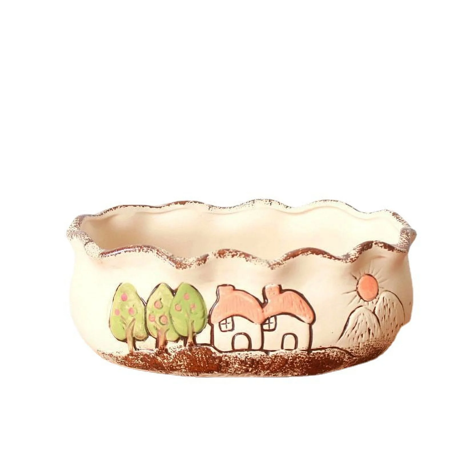 Coarse Pottery Succulent Planter - Ceramic Desktop Planter