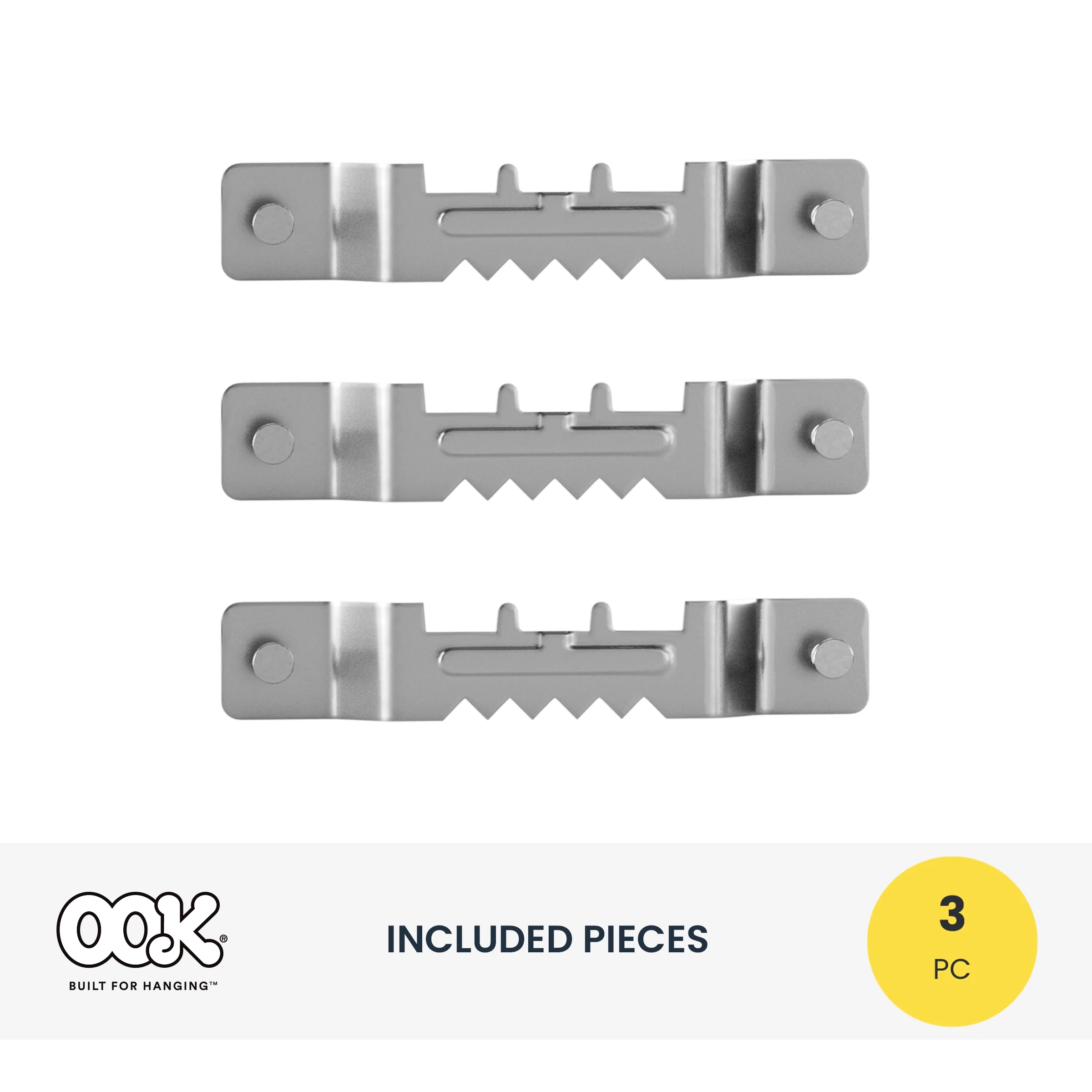 OOK Small Sawtooh Hangers, Steel, Silver Finish, 3 Pieces