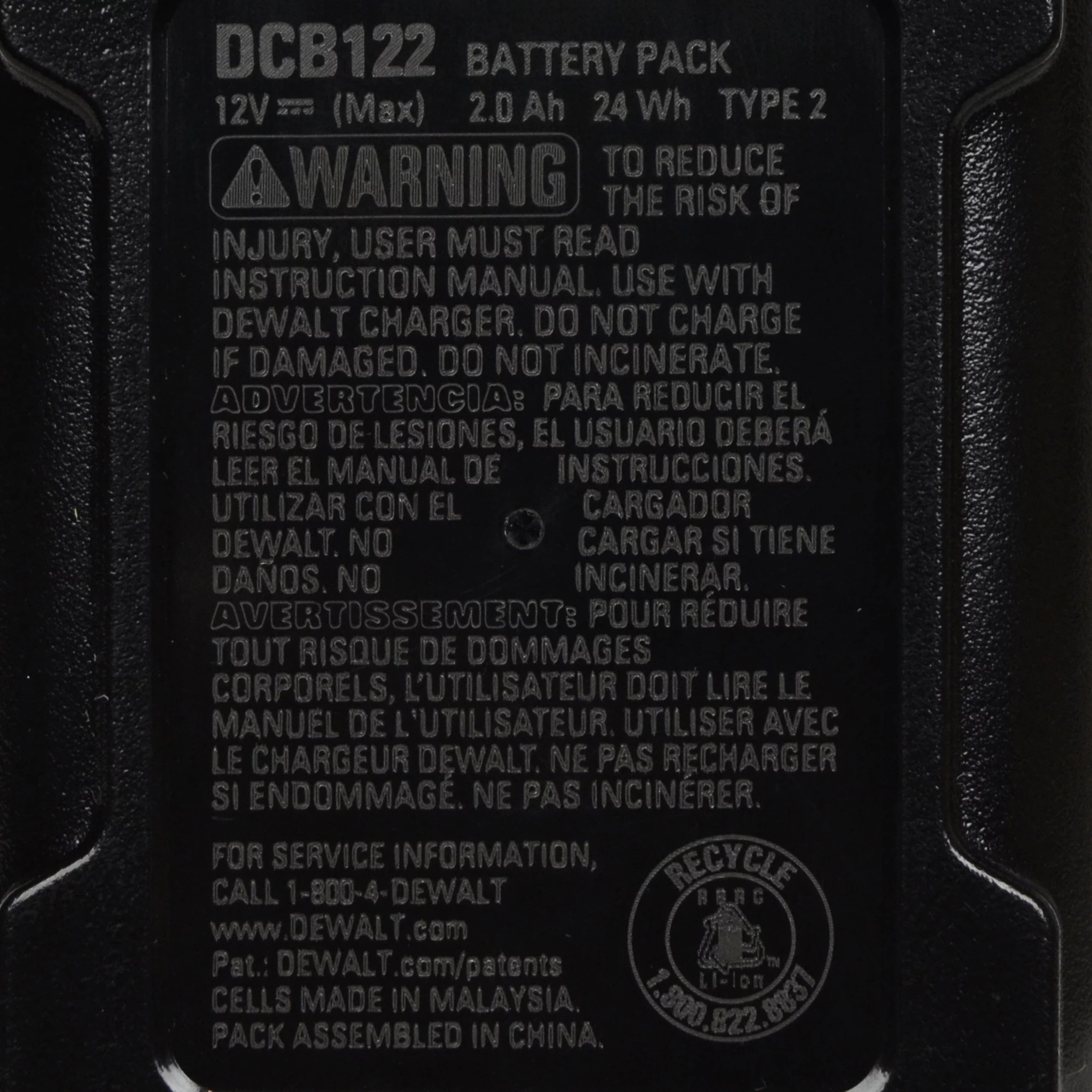 DeWalt DCB122 12V 2.0Ah Lithium-Ion Batteries - 2 Pack