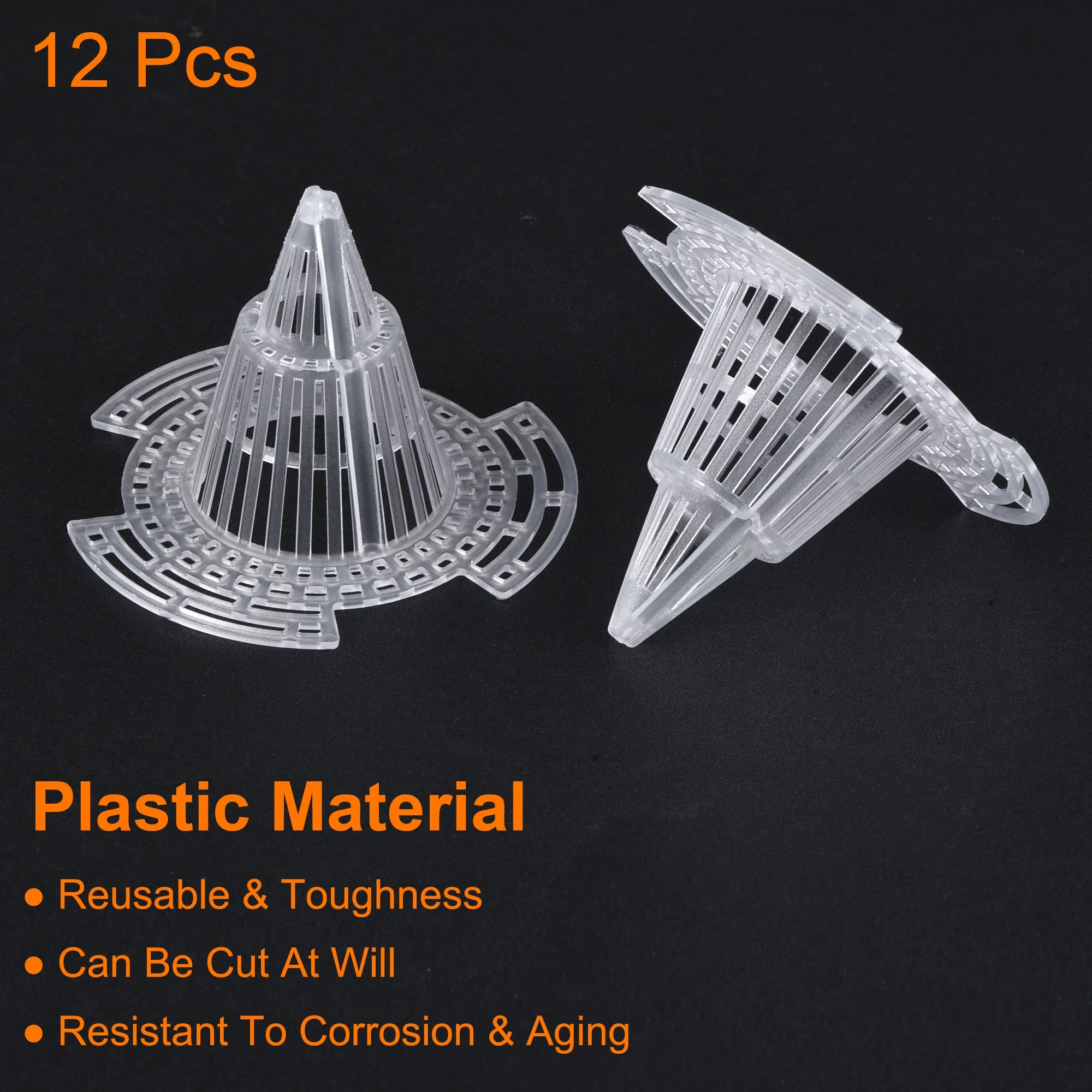 Uxcell Plastic Flower Pot Hole Mesh Pad Cone Shape Plants Bottom Grid Drainage Screen, 74x74x54mm White Pack of 12