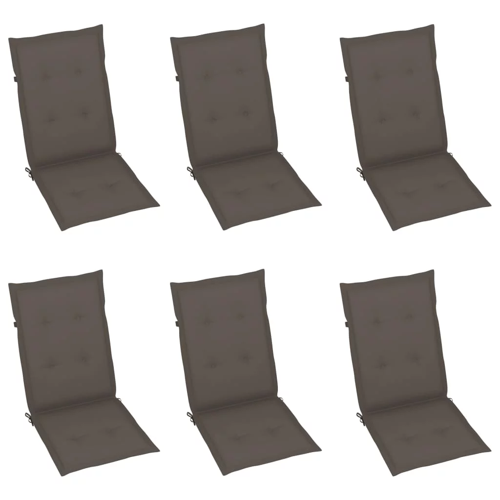 Suzicca Patio Chairs 6 pcs with Taupe Cushions Solid Teak Wood