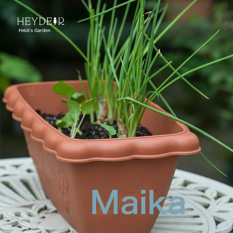 Elysee Pattern Flower Pot Bashing Courtyard Balcony Green Flower Pot Potted Plants Durable Beauty View Long Basin Long Pot Holder 550 Shallow Meters In Three Medium-Resin