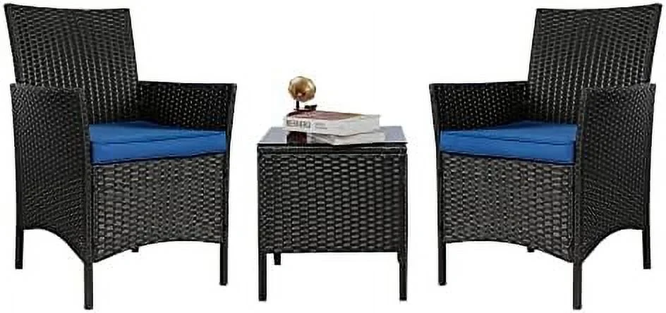 AEFRGHS 3 Pieces Patio  Sets Wicker Patio Set PE Rattan Patio  Patio Bistro Sets Porch  Outdoor Conversation Sets Wicker Patio Chairs Balcony  Set