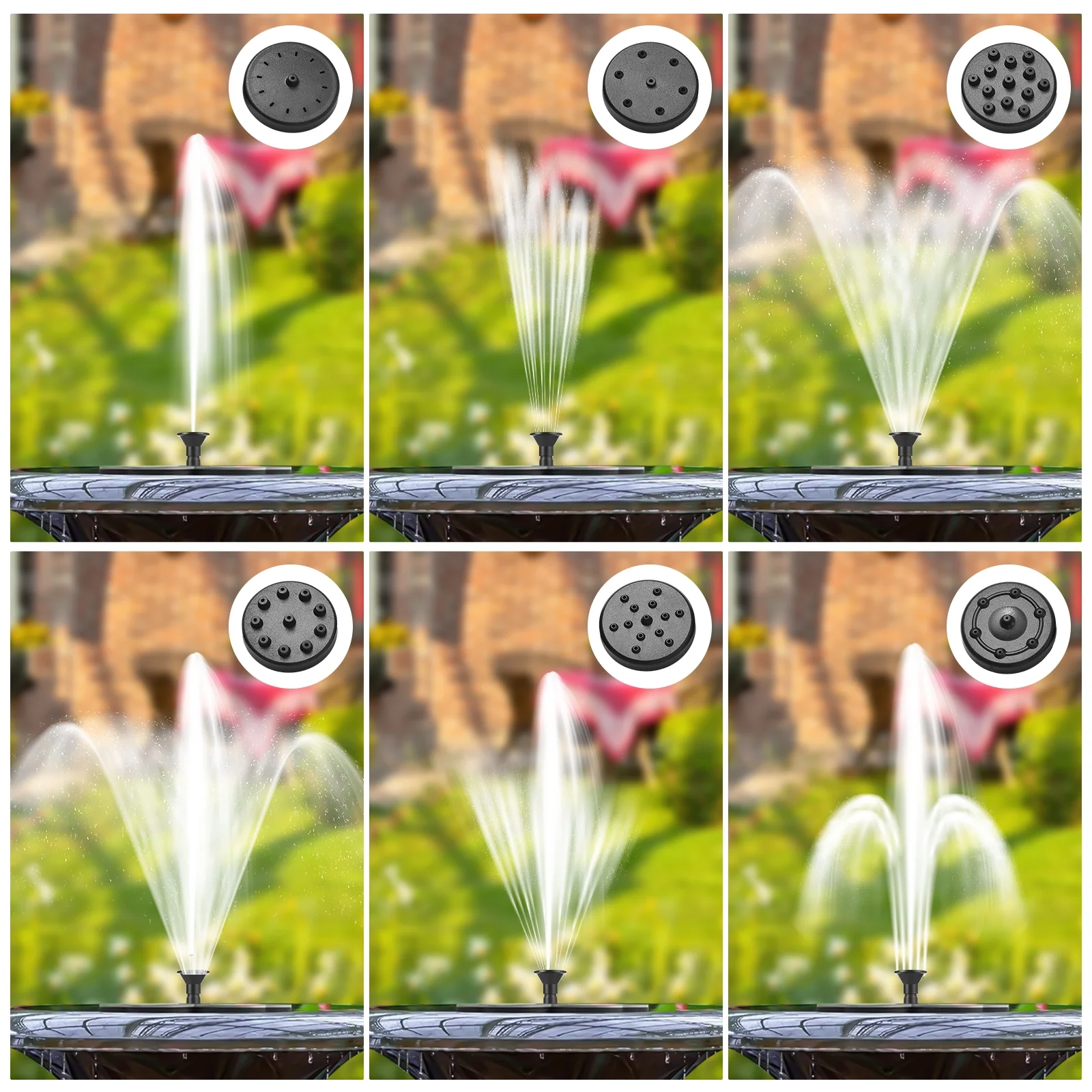 Nebublu Fountain Pump,/ / Pump With 5ft Panel Kit 200l/h Pump 4w 5ft Cable 9 Pump4w Nozzles 6 / Pool / Pump 4w Rate Solar 4w 5v Rate Solar / Fish 6 Modes 5v Bath 6 9 Siuke /