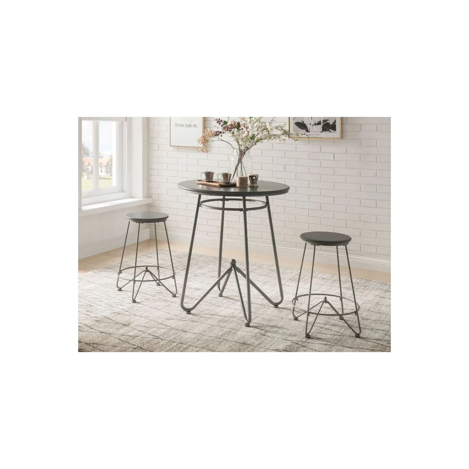 Acme Nimai 3 Piece Pack Counter Height Set in Gray