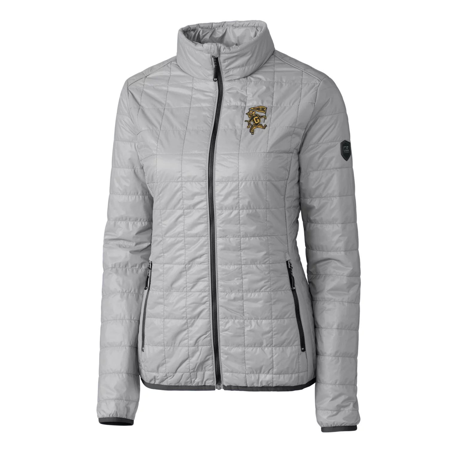 Women's Cutter & Buck Gray Grambling Tigers Vault Rainier PrimaLoft Eco Insulated Full-Zip Puffer Jacket
