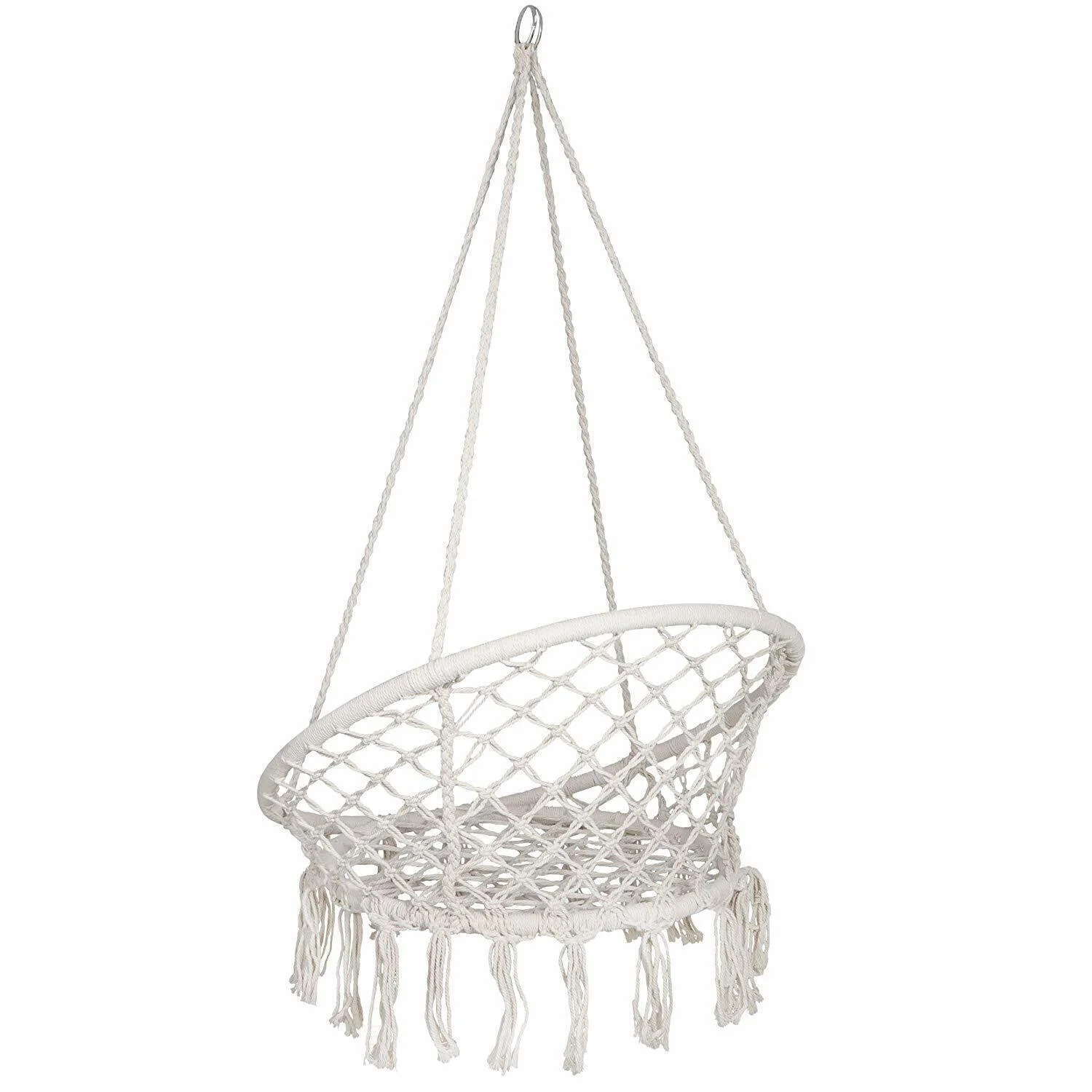 Durable Hanging Cotton Rope Macrame Hammock Swing Chair - Patio Hammock with 300lbs Weight Capacity