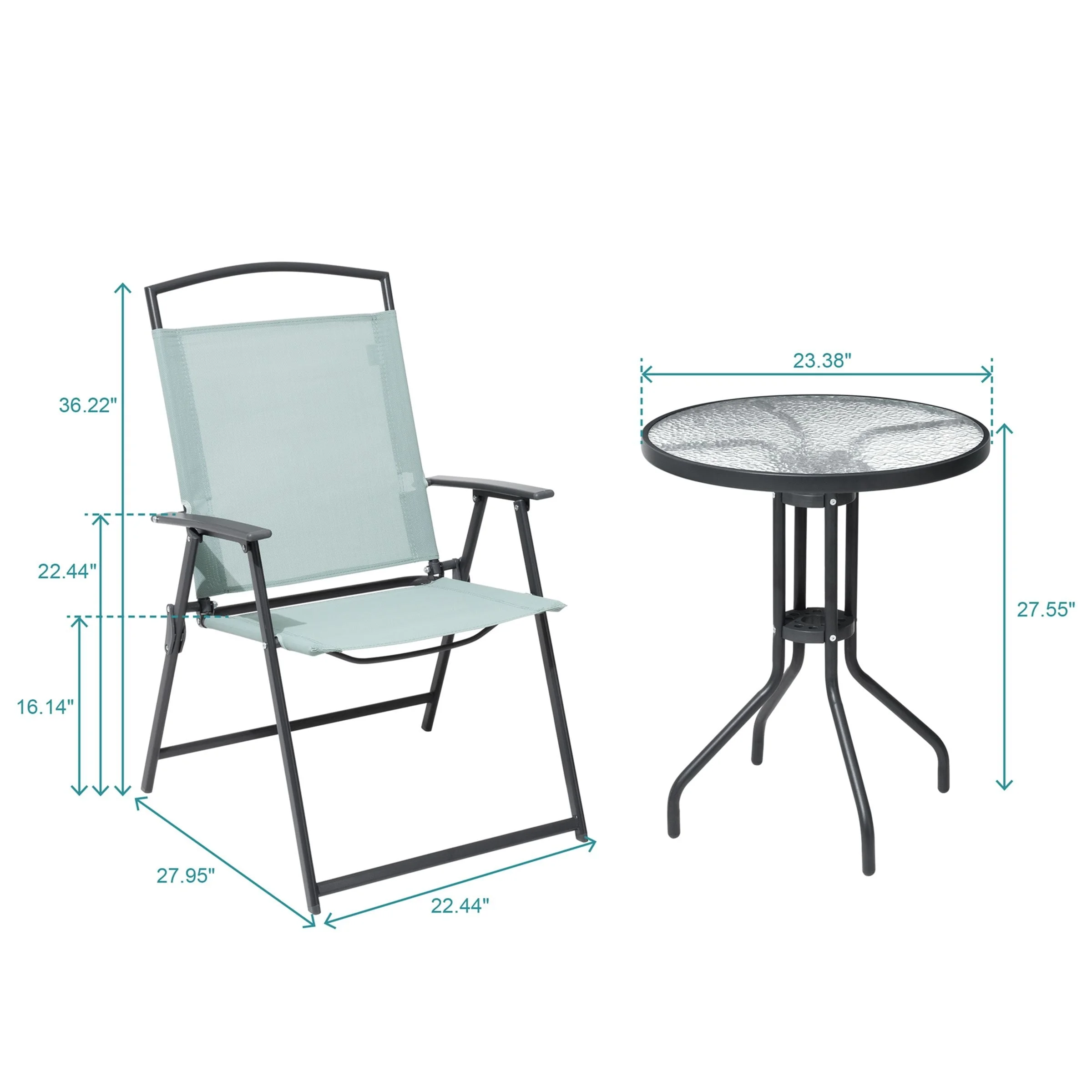 VREDHOM  3-Piece Patio Folding Chair Dining Set - 22.5