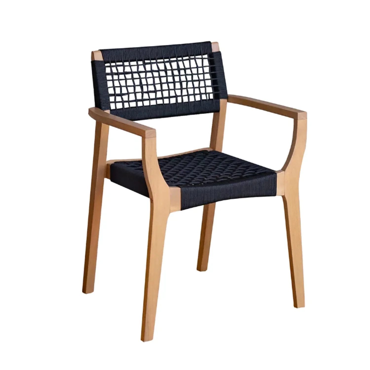 F. Corriveau International - Set of 2 Maui Outdoor Dining Chairs, Acacia Wood Frame