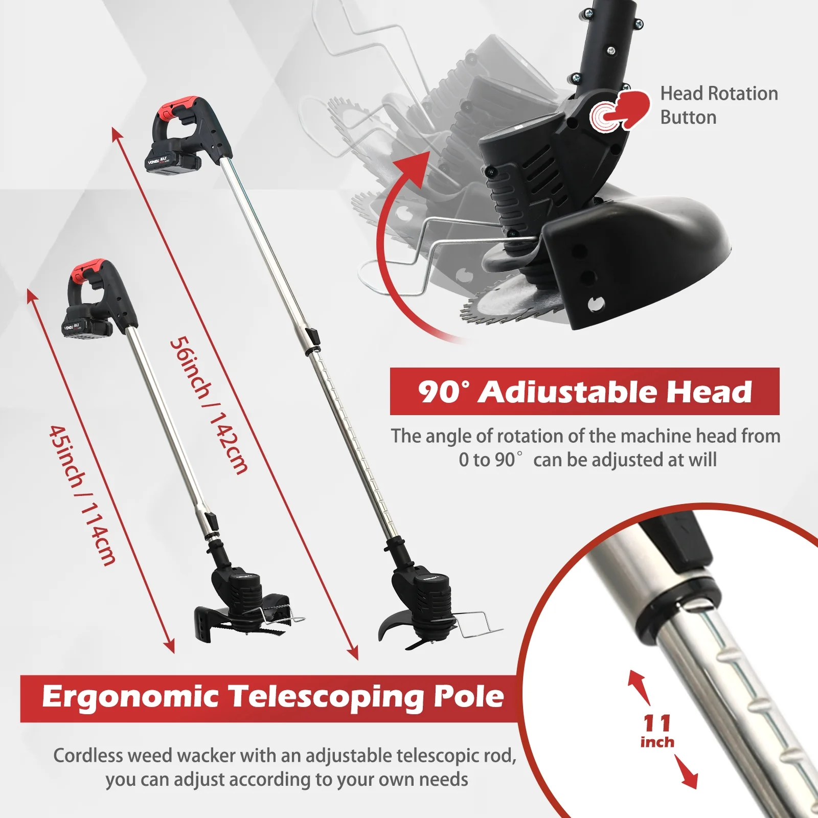 24V 650W Lawn Mover Electric Grass Trimmer Cordless With Batteries, Battery Weed Eater, Electric Weed Wacker, Lawn Mower Cordless Pruning Cutter Weed Wacker Garden Trimming Tool, Black