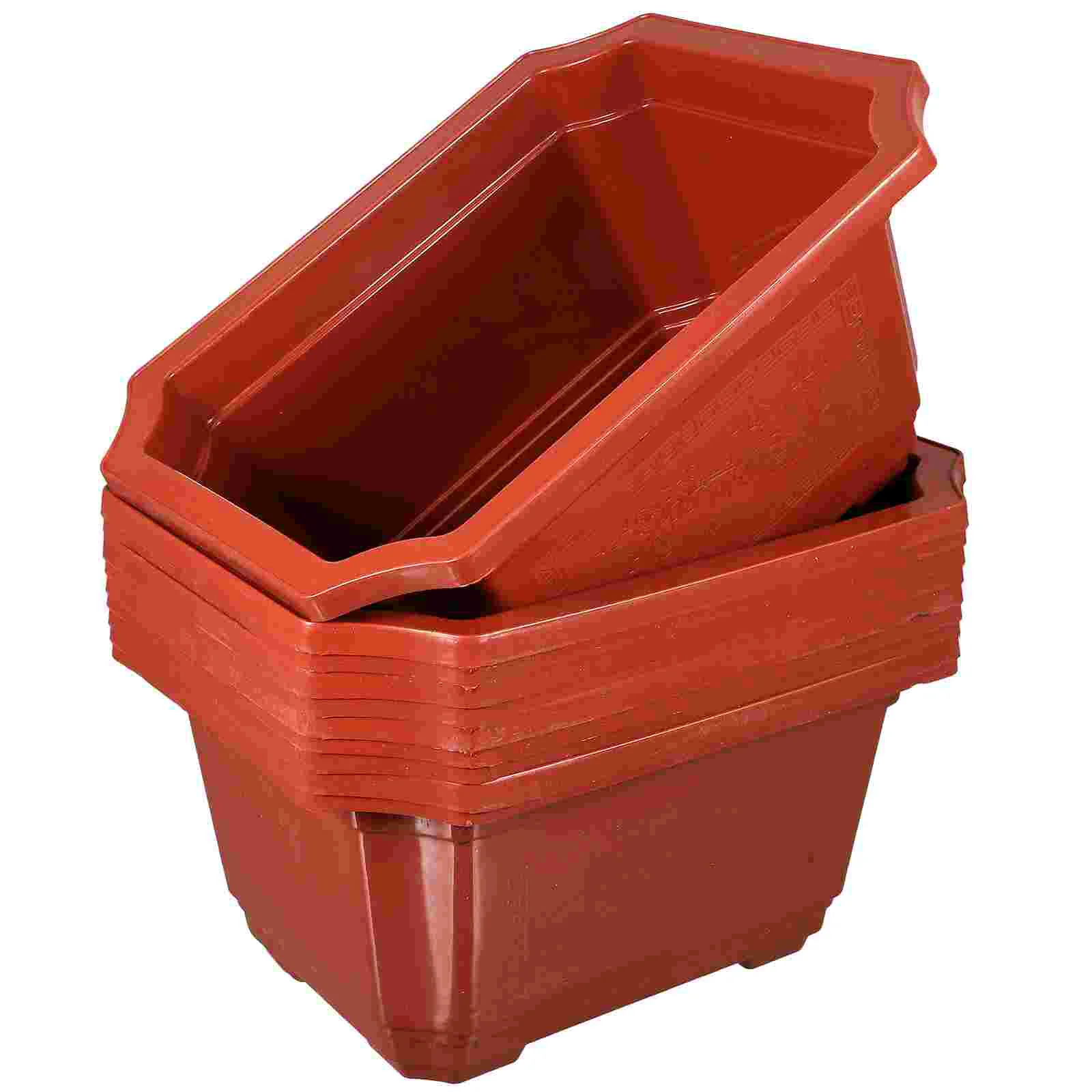 Plastic Planting Gardening Accessory Large Succulent Plants Bonsai 10 Pcs Square Pots Outdoor Office Flowerpot Rectangular
