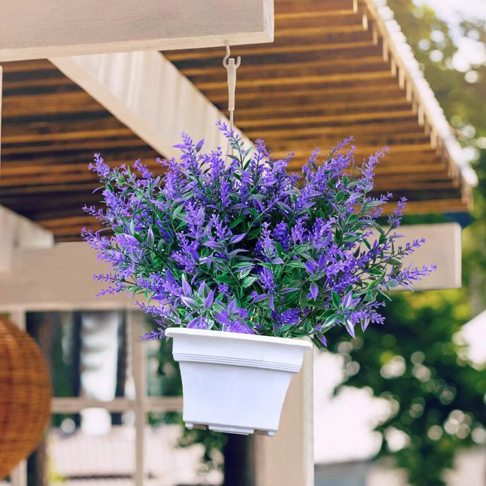 NLLSHGJ 8 Bundles Artificial Lavender Flowers Outdoor Flowers No Fade Garden Porch Window Box Decorating (Purple)