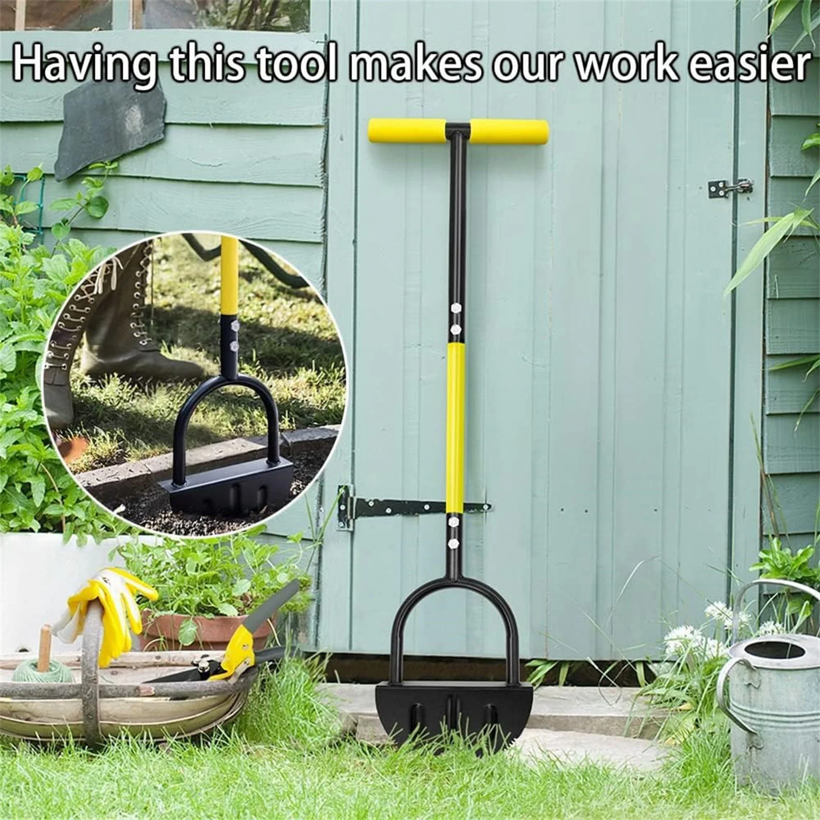 Powe Reel Mower Gardening Tools Hand Edging Shovel Half Moon Grassland Edger Serrated Grassland Edging Tool Birthday Gifts For Men