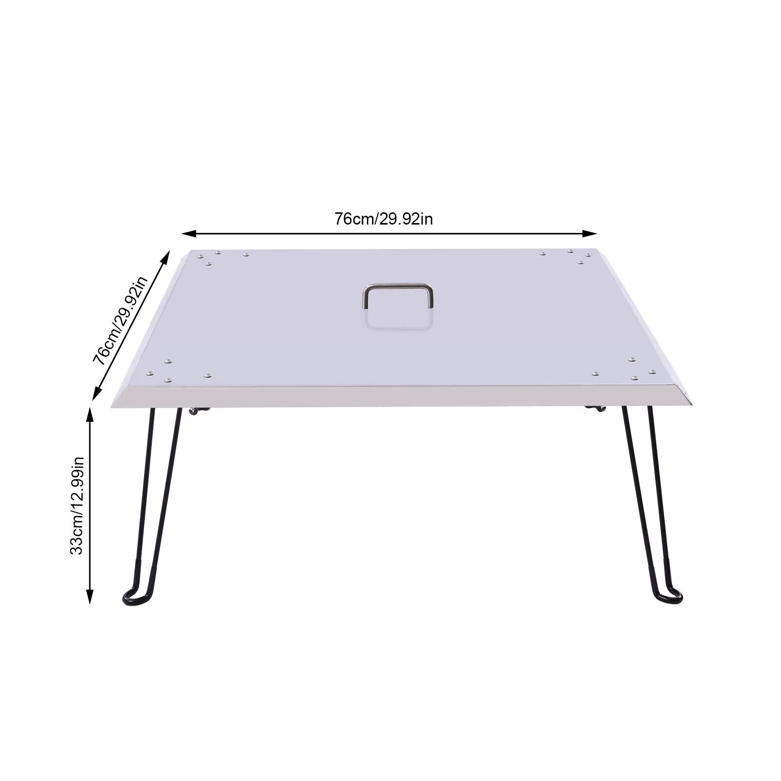 Fire Pit Heat Deflector Fire Pit Cover Stainless Steel 30''X30''+Handle+Fold Leg