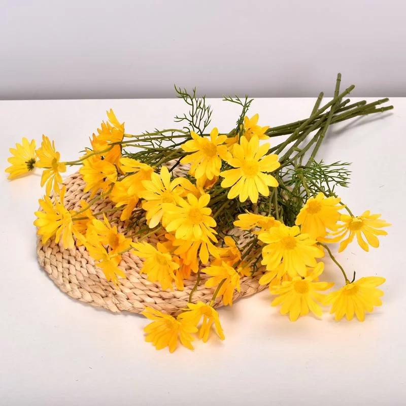 Feildoo Artificial Flower, 12PCS Daisy Flower Bouquet Gerbera Fake Flowers Chamomile Silk Flowers for Wedding Home Festival Decoration, 9 Colors - Yellow