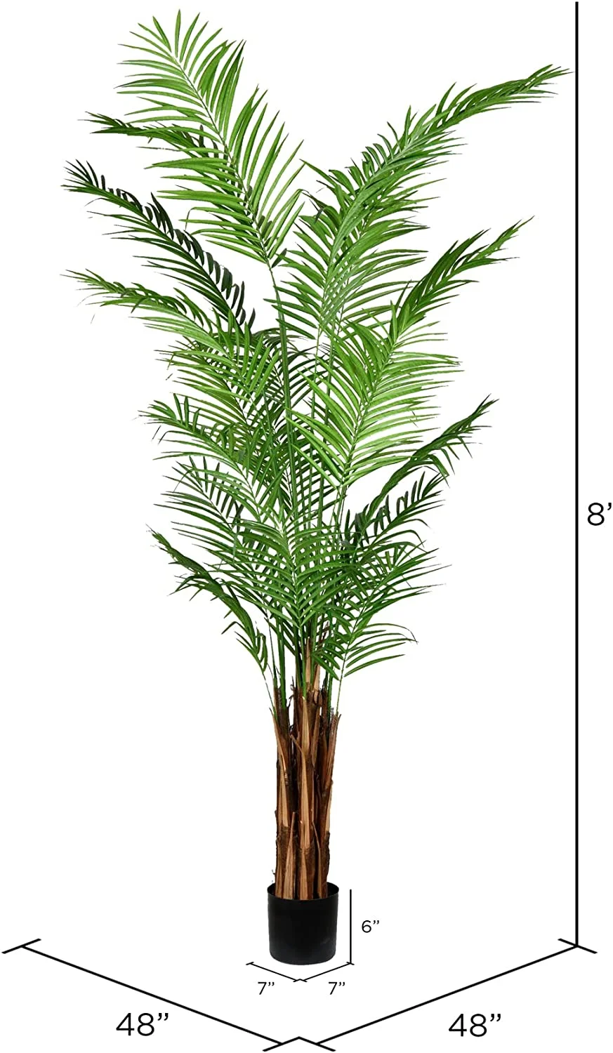 YANRUI Everyday 8' Artificial Potted Giant Areca Palm Tree with 837 Leaves - Lifelike Home Or Office Decor - Premium Faux Potted Tree - Maintenance Free Tree