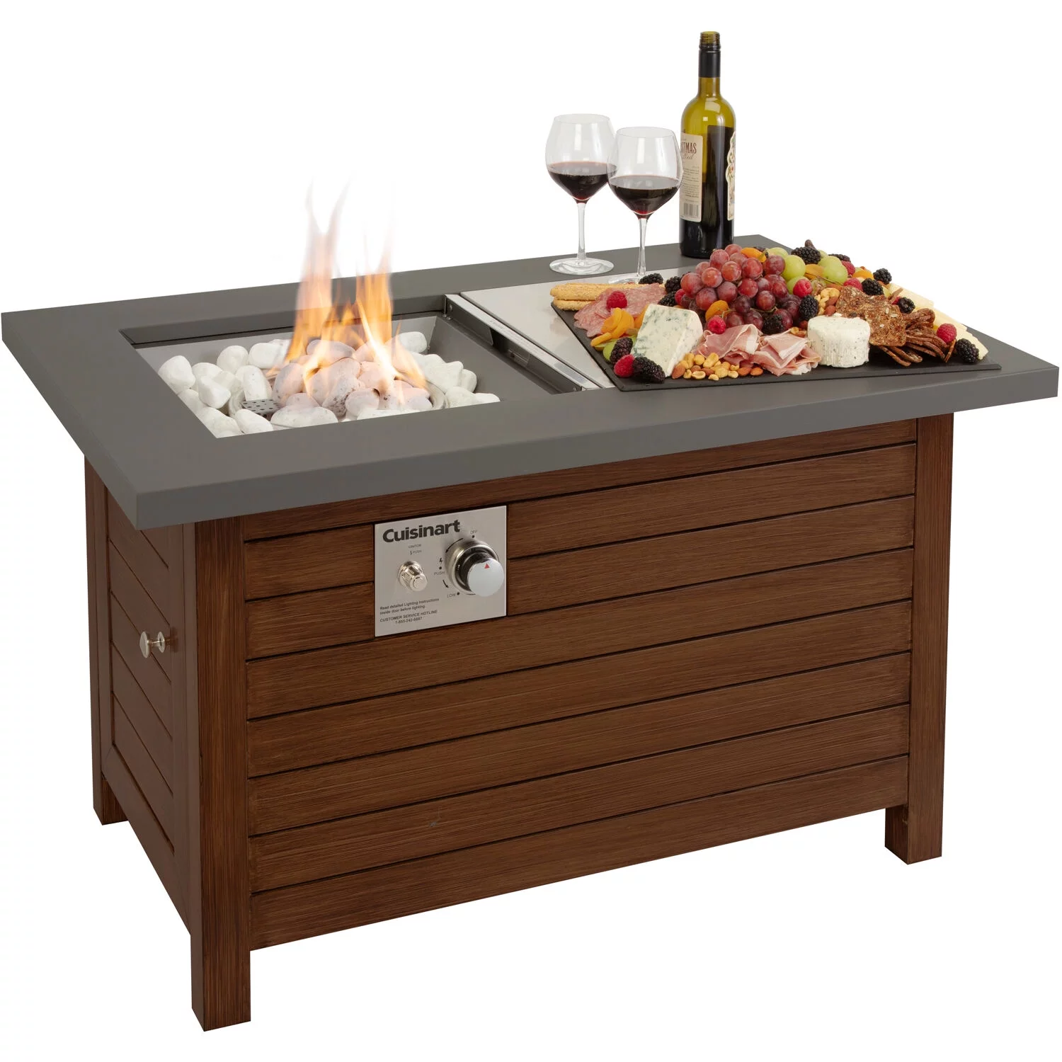 Cuisinart Outdoor Patio Fire Pit Table with Push to Start Ignition, 2-in-1 Design - Fire Pit to Coffee Table