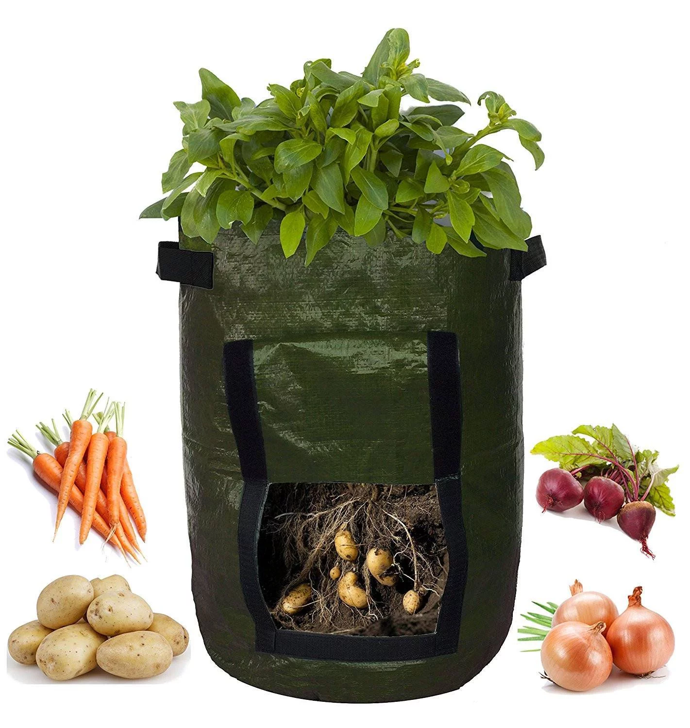Bosmere 18 in. H X 14 in. D Polyethylene Planter Bag Green