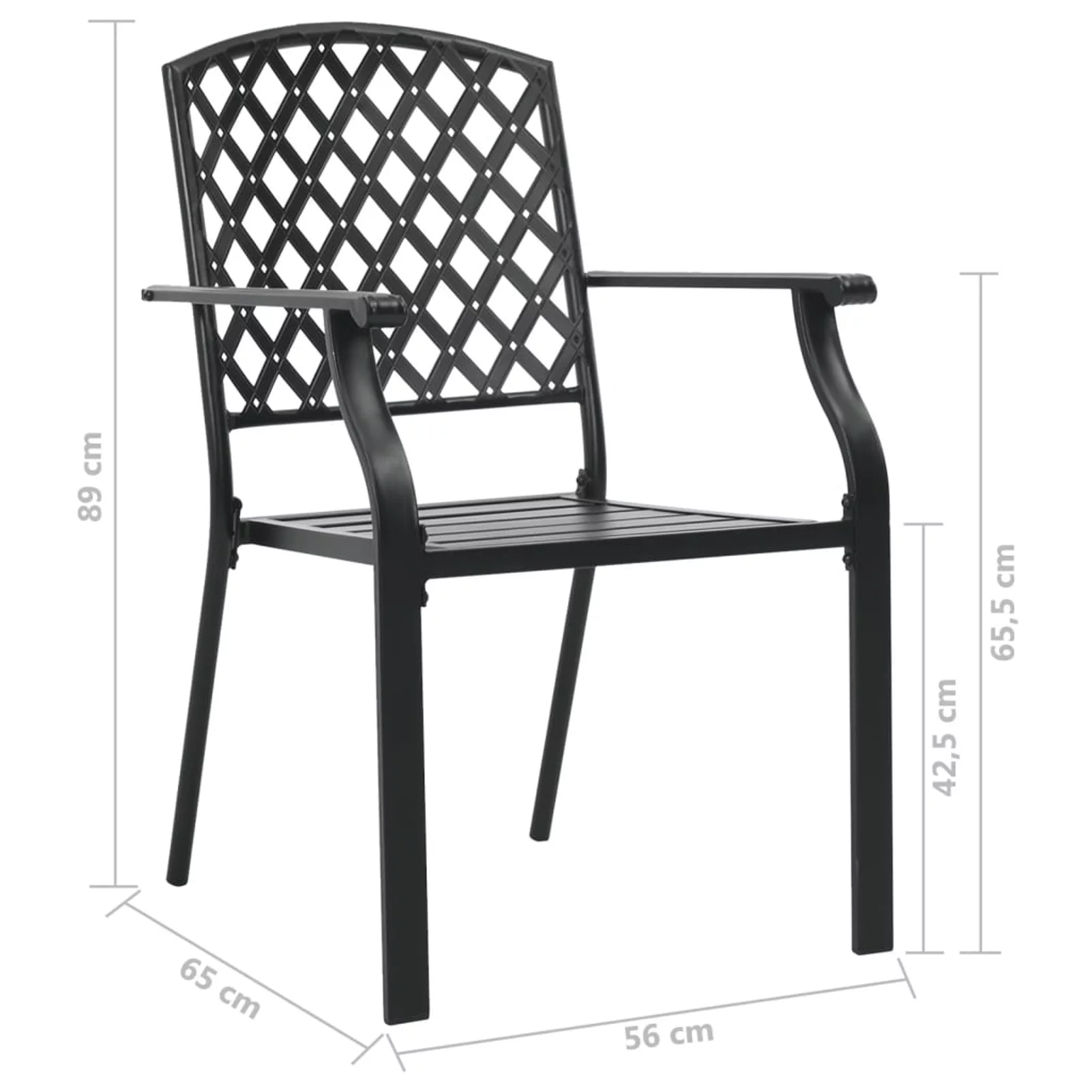 Carevas Stackable Patio Chairs 2 pcs Steel Black
