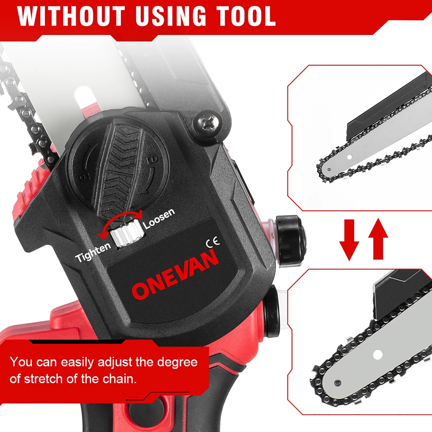 ONEVAN Mini Chainsaw Cordless 8 inch with 2 Batteries, Brushless Handheld Chain Saw, Battery Powered Small Chainsaw for Tree Trimming Wood Cutting