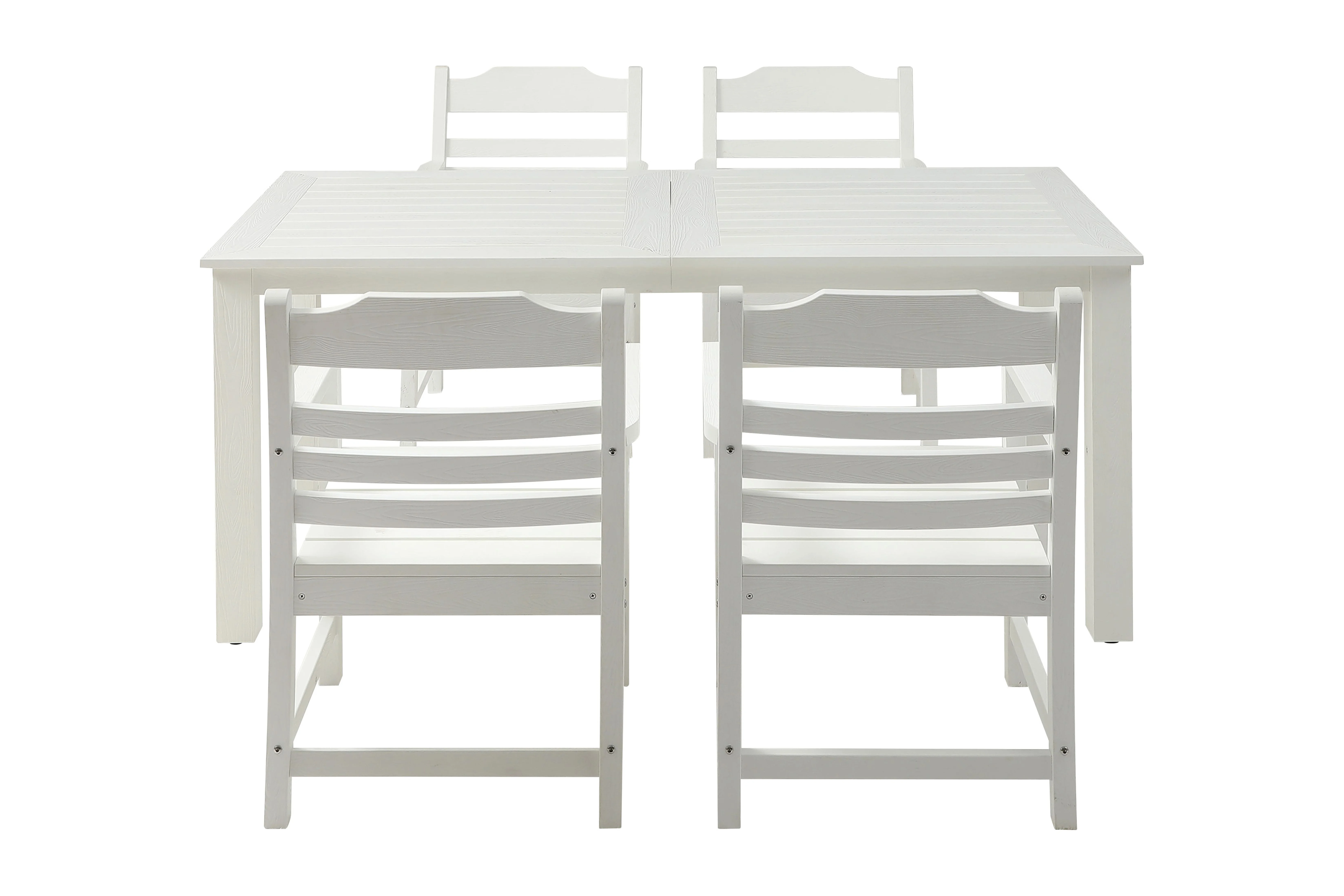 Homiyad Patio Furniture Dining Chair and Table, 5 Pieces(4 dining chairs+1 dining table) Backyard Conversation Garden Poolside Balcony White