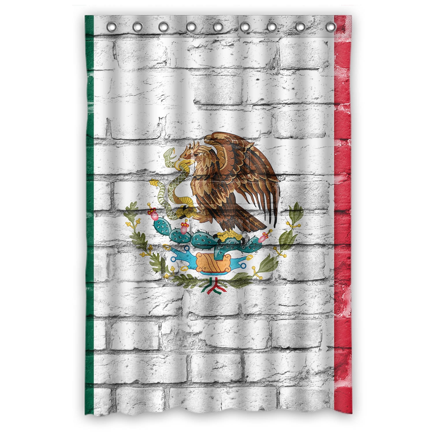 YKCG Mexico Flag Brick Wall Shower Curtain Waterproof Fabric Bathroom Shower Curtain 48x72 inches