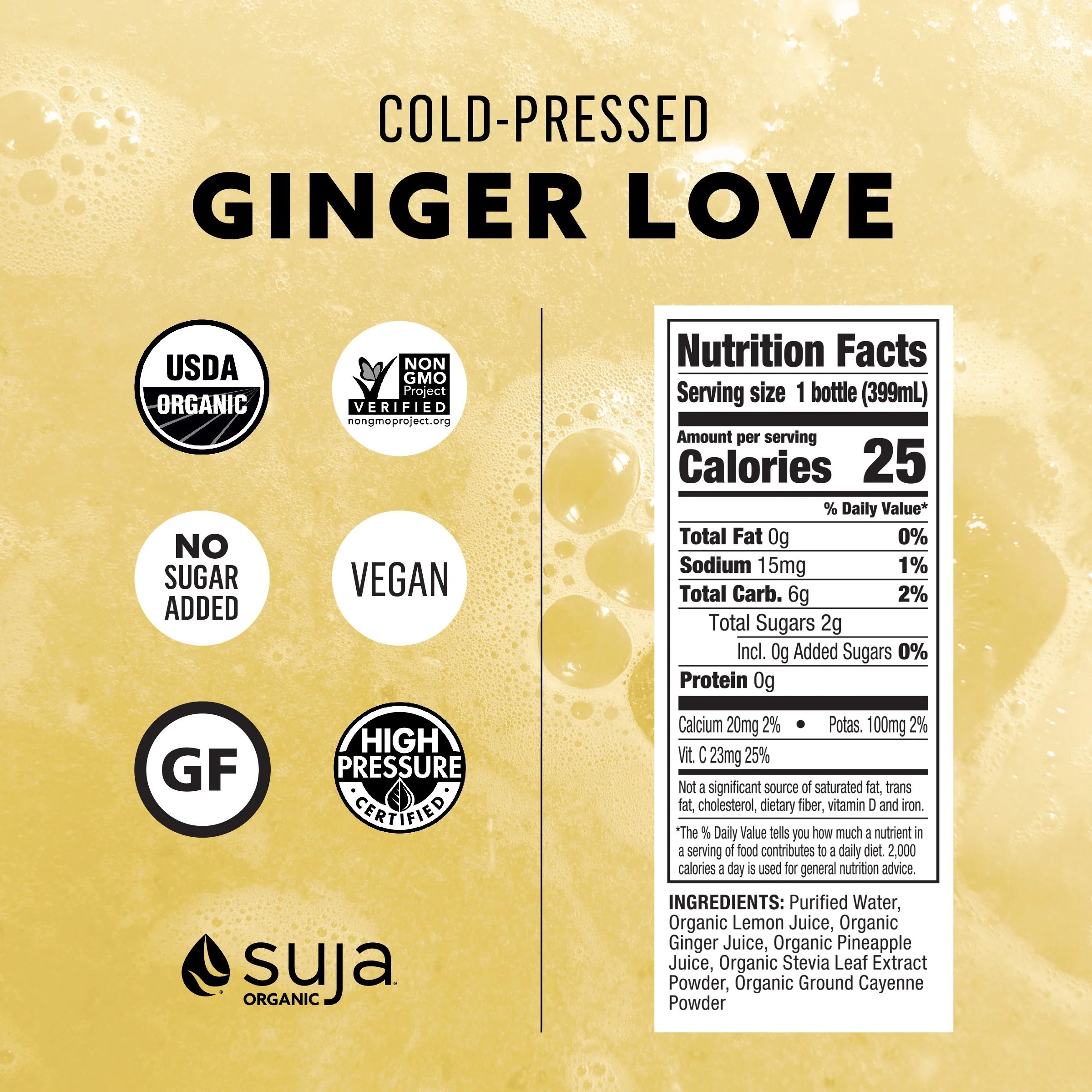 Suja Organic Cold-Pressed Ginger Love, 13.5 FL OZ.