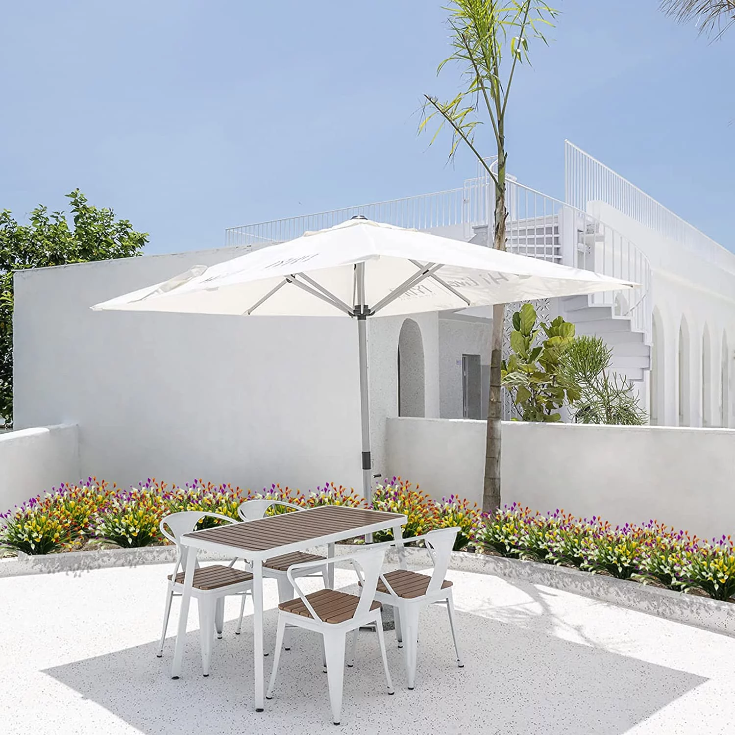 Artificial Flower Fake Calla Lily Outdoor UV Resistant Flowers Plastic Plants Faux Shrub Greenery Decoration Home Hanging Planter Porch Window Box Garden Décor(Mixcolor)