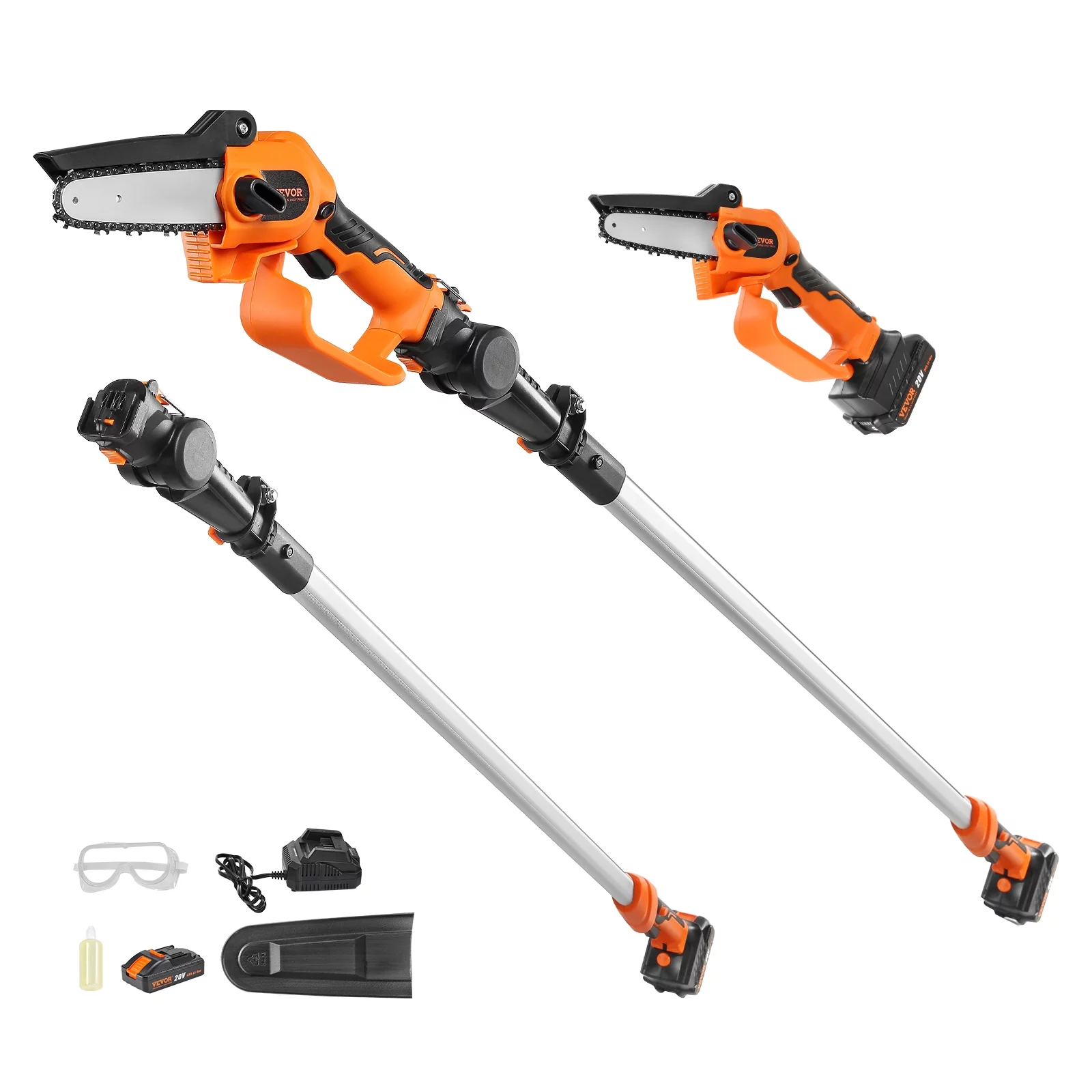 BENTISM 2-in-1 Cordless Pole Saw & Mini Chainsaw, 20V 4Ah Battery Pole Chainsaw, 5