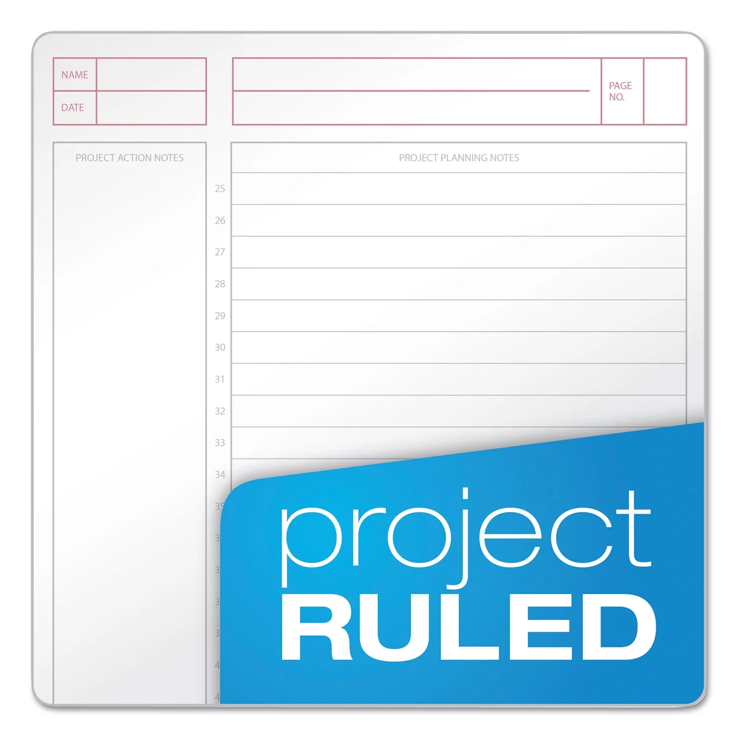 JEN Action Planner, Narrow Rule, Black Cover, 8.5 x 6.75, 100 Sheets