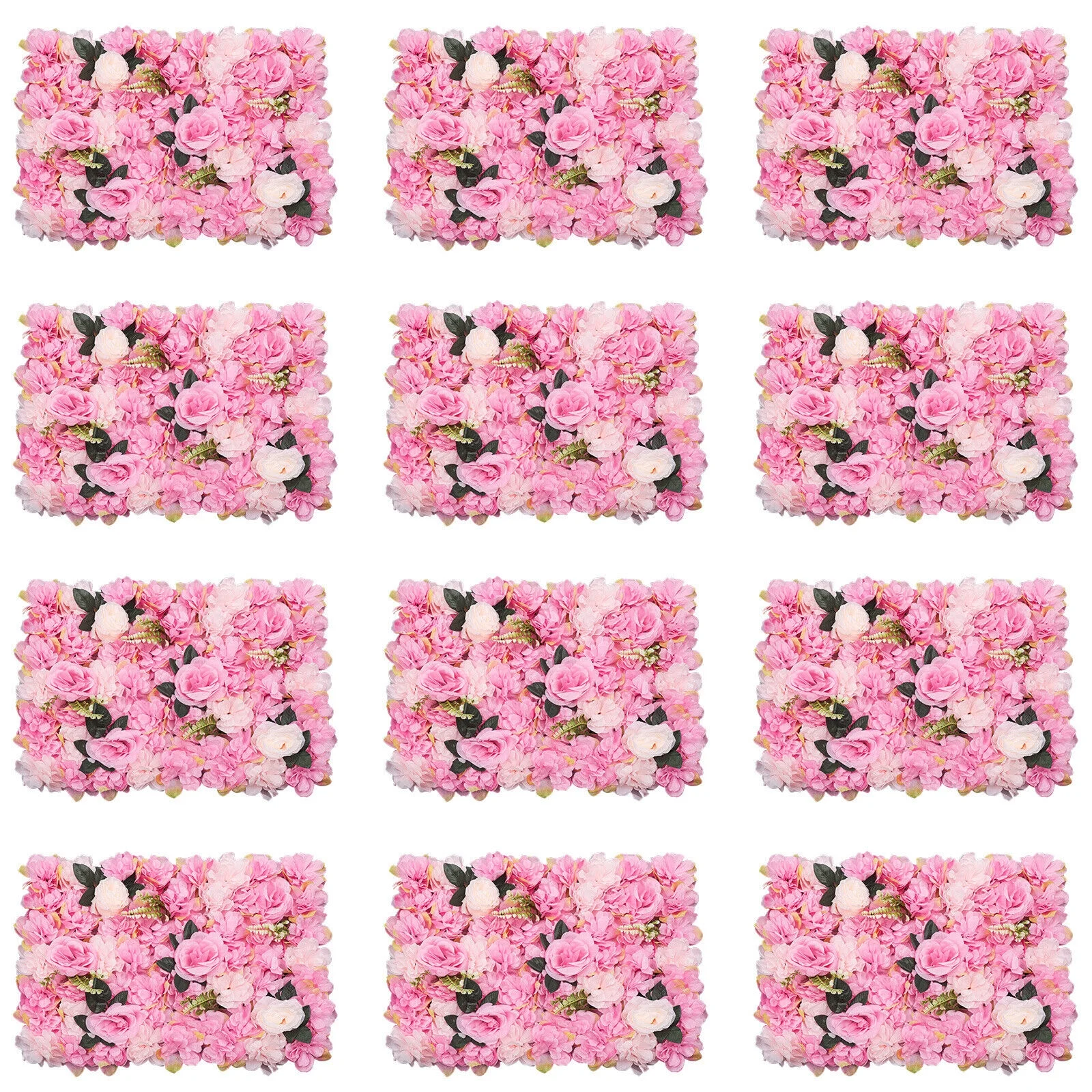 12 Pack Flower Wall Panel Artificial Floral Wall Panels Wedding Home Decor