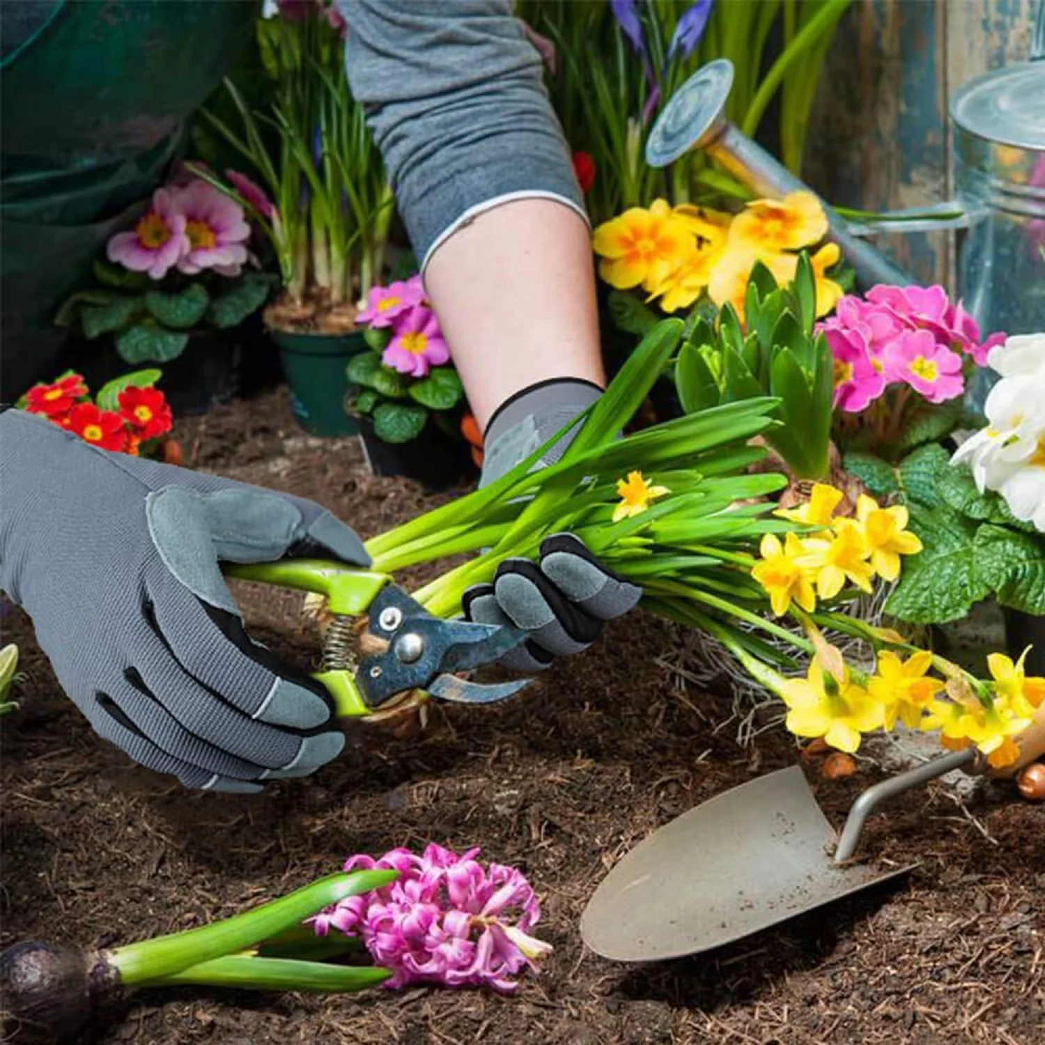 OZERO Gardening Work Gloves Men Women Deerskin Leather Touch Screen Garden Outdoor Sports Cycling Driving Breathable Fitness Gloves