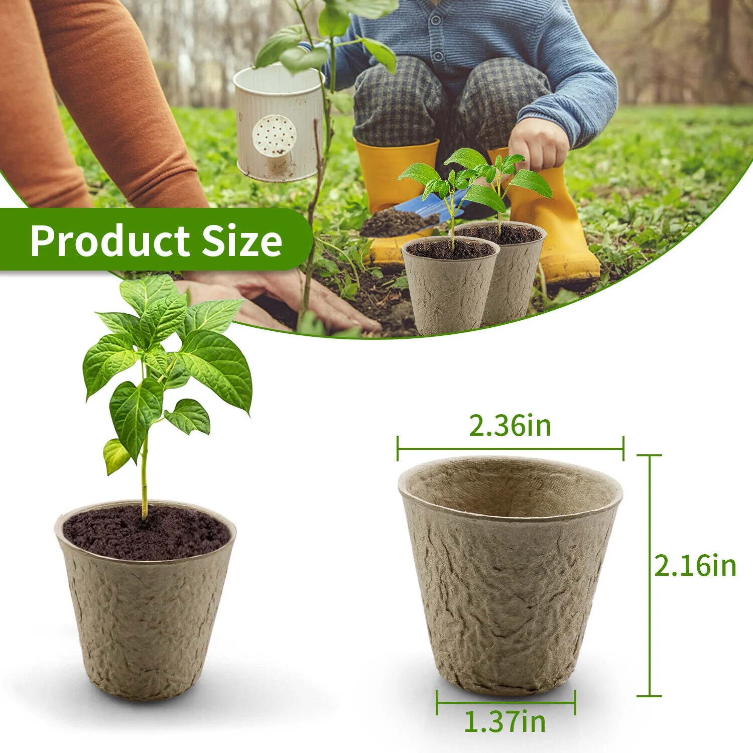 50-100PCS Biodegradable Nursery Pots Garden Plant Grow Seedling Planting Pots US