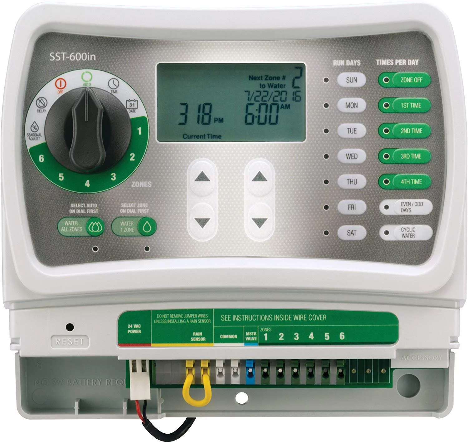 Rain Bird SST600IN Simple-to-Set Indoor Sprinkler/Irrigation System Timer Controller, 6-Zone/Station New & Improved Model Replaces, SST600I